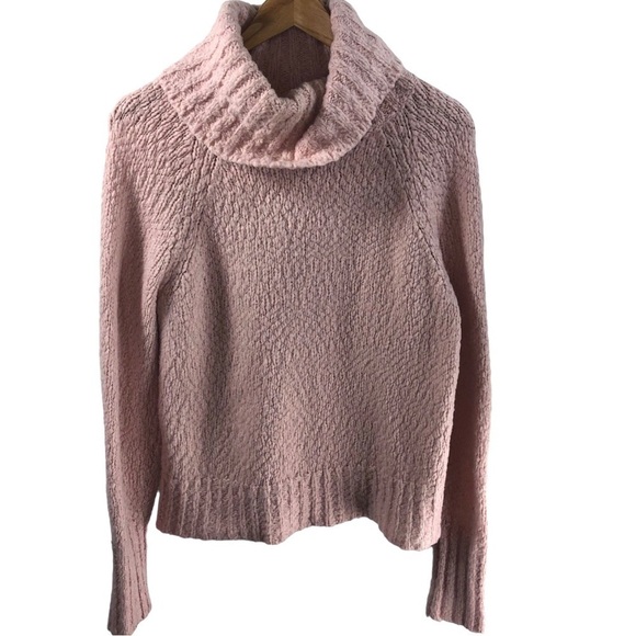 J Crew Alpaca Blend Chunky Turtleneck Sweater Sz M Pink Turtleneck Cozy Casual - Picture 3 of 9